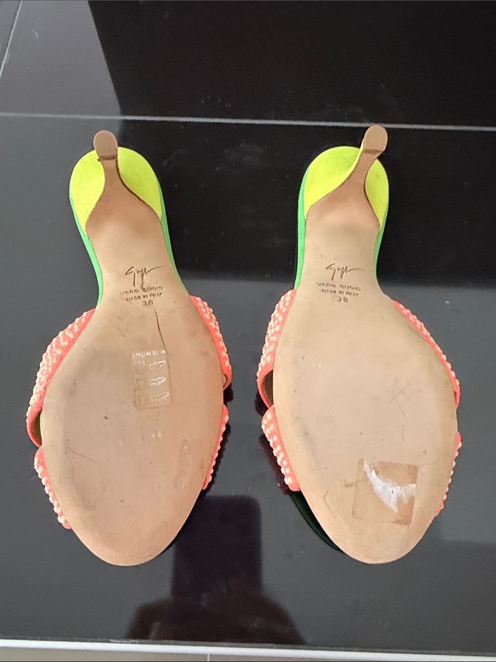 Giuseppe Zanotti Coral Crystal Wrap Slide Sandals with Green Footbed - Picture 8 of 11
